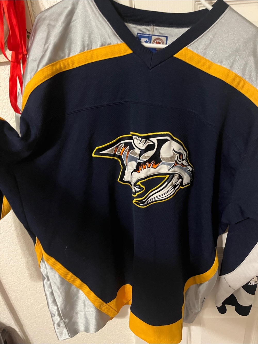 STARTER Navy and Yellow NHL Predators Team Jersey